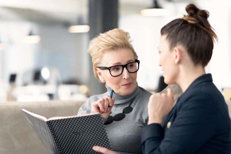 Coaching, Mentoring, two women talking